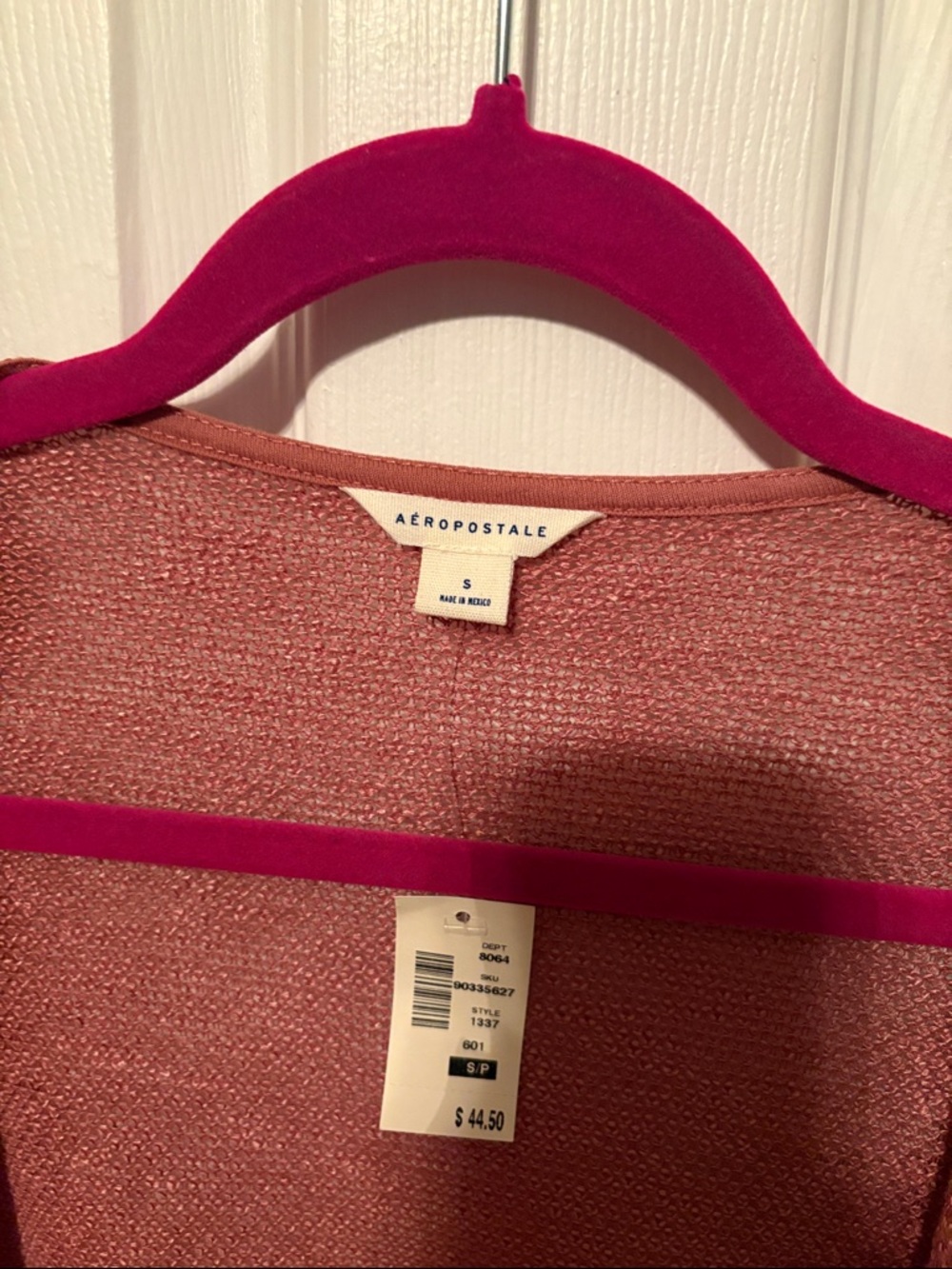 NWT Aeropostale open cardigan relaxed loose fit Sz S coral. Msrp $45. Side slits - Picture 3 of 6
